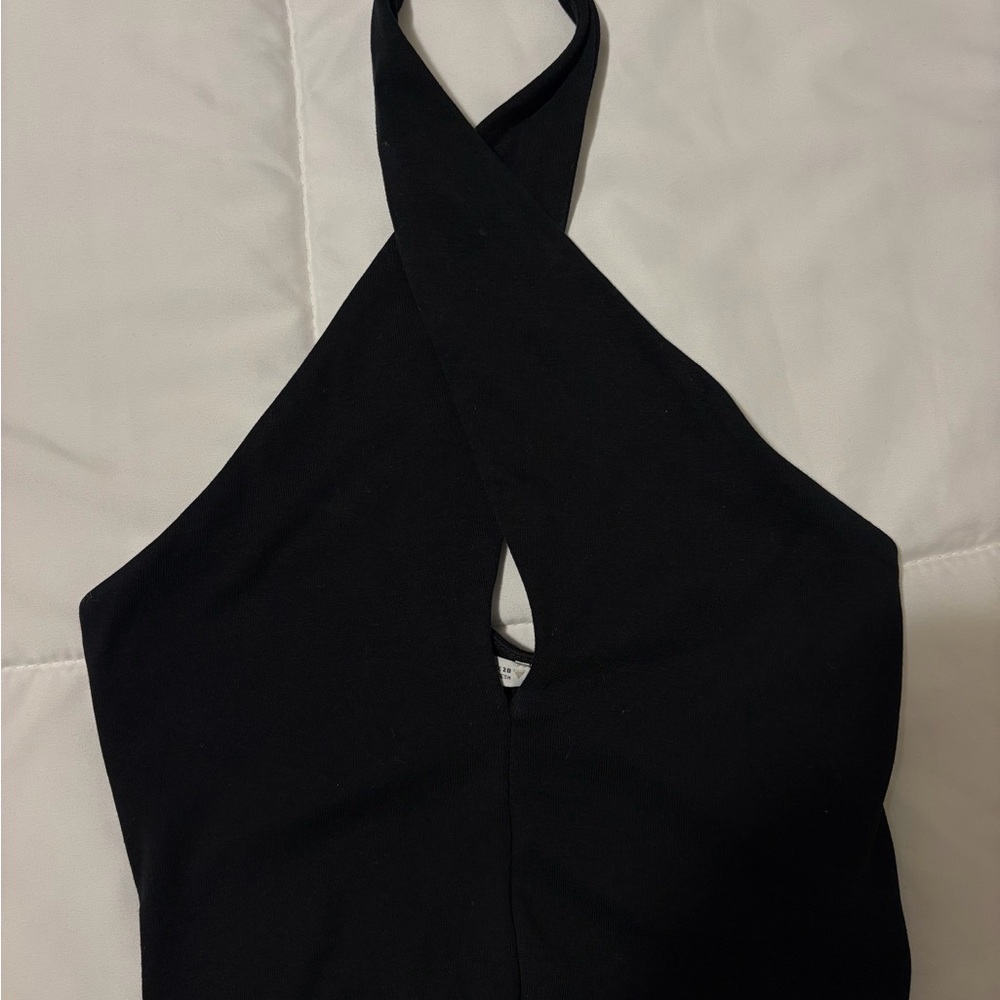 Zara Black Backless Halter Top